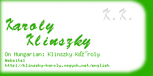 karoly klinszky business card